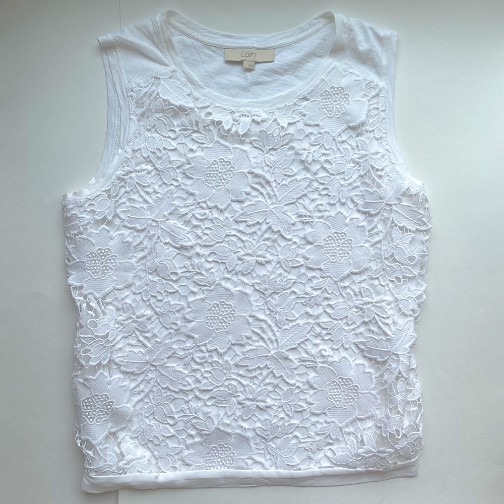 LOFT White Lace Tank